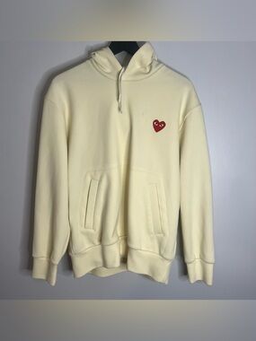 Comme Des Garçons CDG Play Heart Logo Hoodie Mens Large Cream Japan
